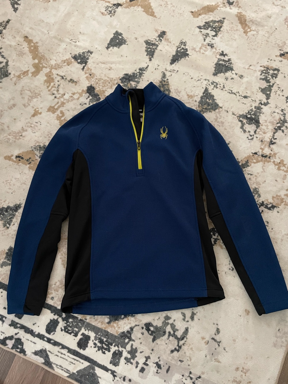 Men's Spyder Blue Half-Zip Performance Jacket with Black Panels